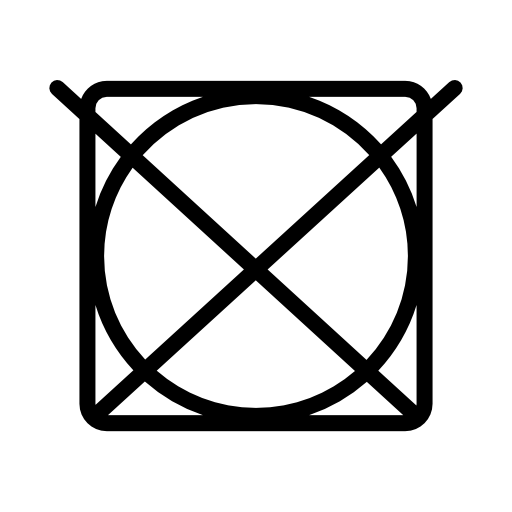 Washing symbol of a cross over a circle in a square