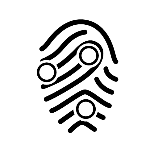 Fingerprint outline with circular shapes