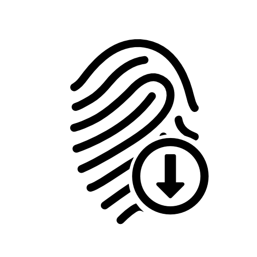 Fingerprint mark with down arrow