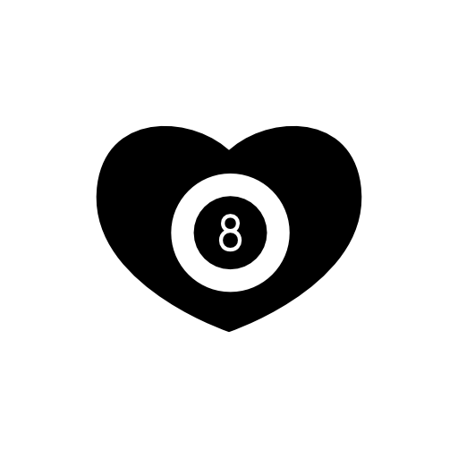 Billiards heart with eight ball inside