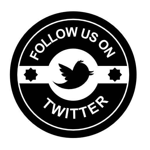 Follow us on twitter retro badge
