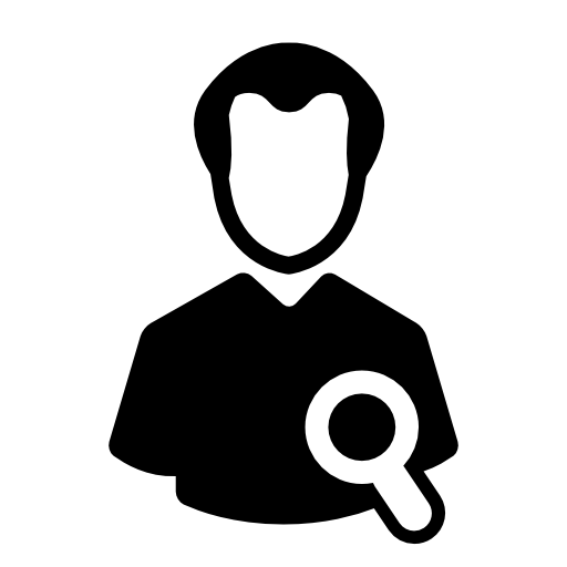 Male profile user with magnifying lens