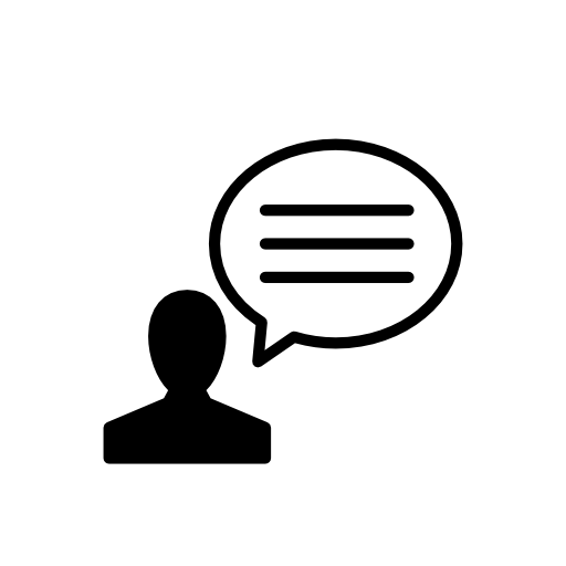 Speech bubble with person inside a circle