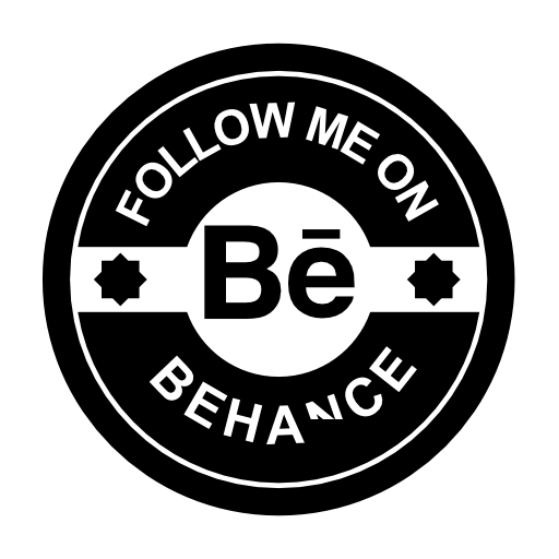 Follow me on behance retro badge