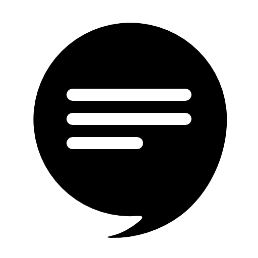 Comment balloon of circular black shape with text lines inside