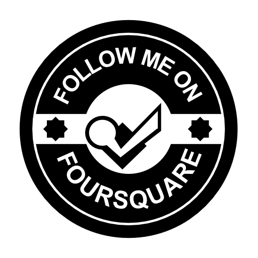 Follow me on Foursquare badge retro