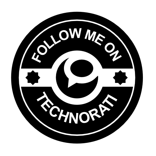 Follow me on technorati retro badge