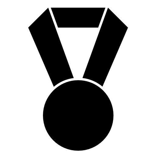 Football medal hanging of a ribbon in black shaped