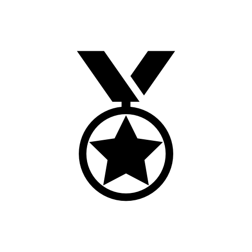 Medal with a star hanging of a ribbon