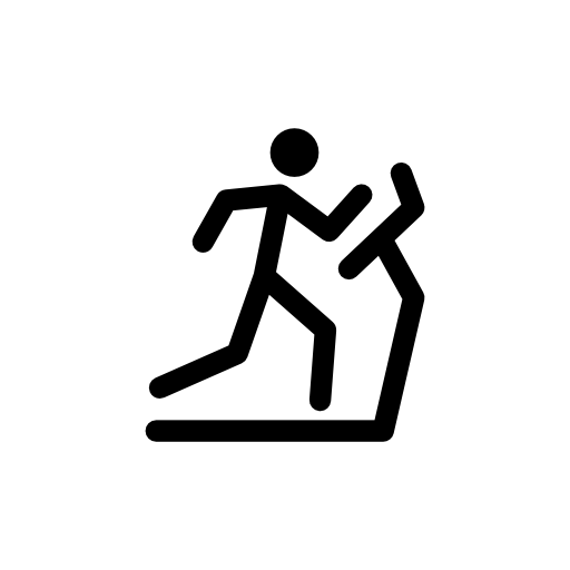 Stick man running on a treadmill