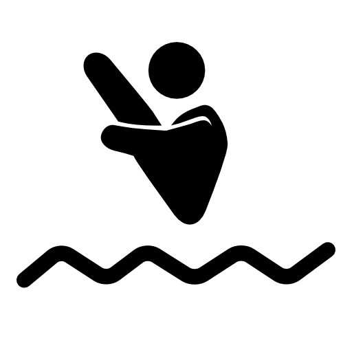 Swimmer silhouette on water