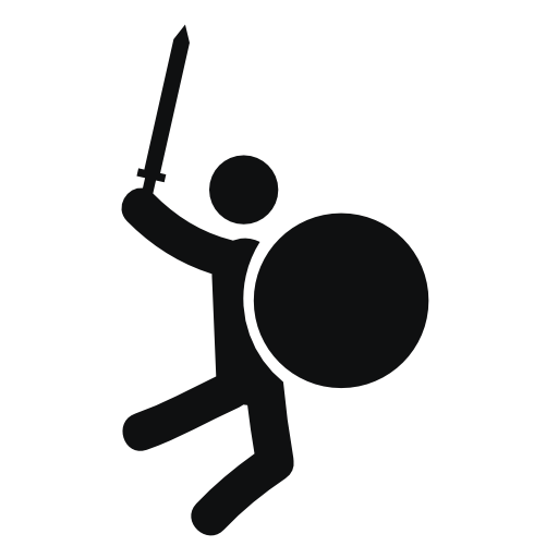 Man combat with sword and circular shield