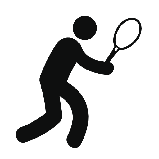 Tennis player with raquet in hands