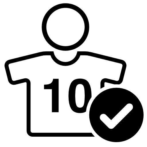 Football player with number 10 jersey and check mark