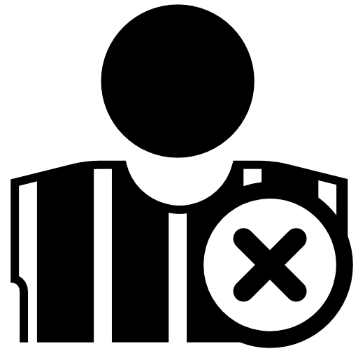 Football player close up with delete cross symbol