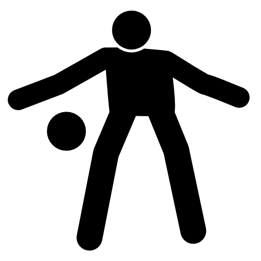 Football frontal standing player with the ball