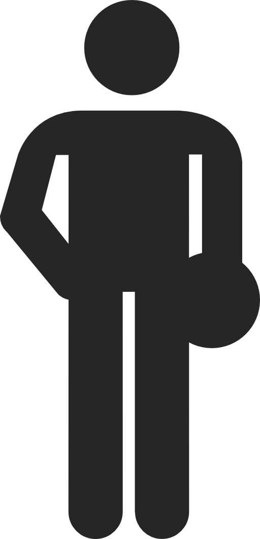 Standing person with a ball in hands