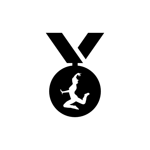 Gymnast medal hanging of a ribbon