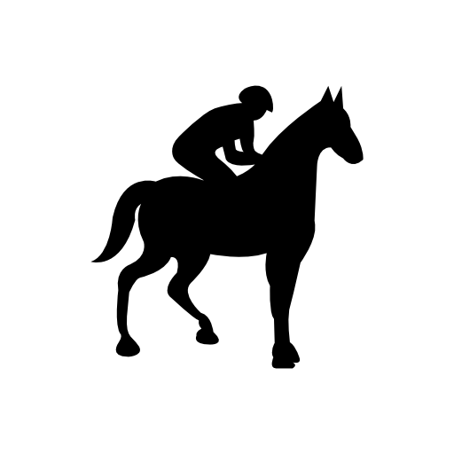 Horse with jockey black silhouette