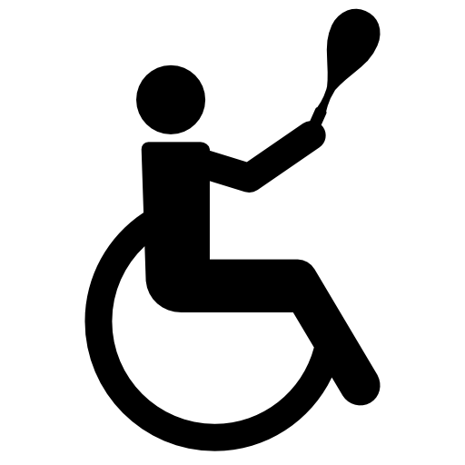 Paralympic tennis practice by a person on wheel chair