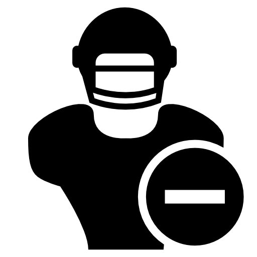 Rugby player with helmet and minus sign