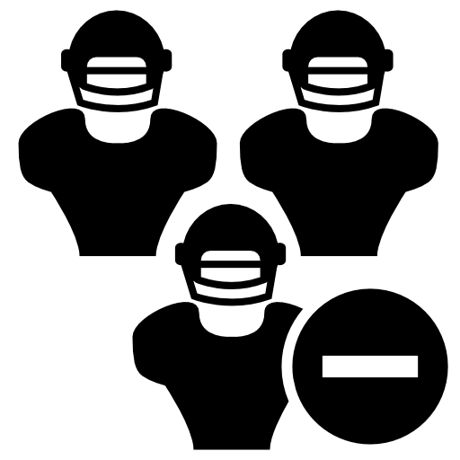 Rugby players with helmet and minus sign
