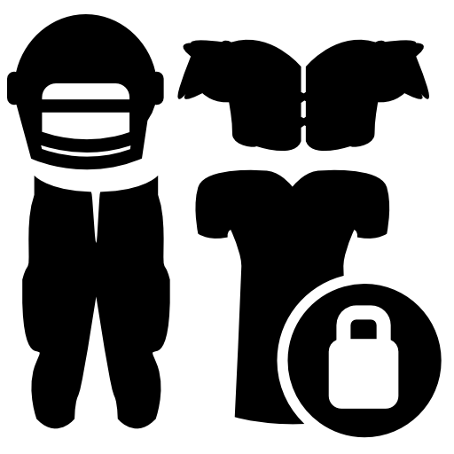 Rugby clothes equipment of a player with a padlock security symbol