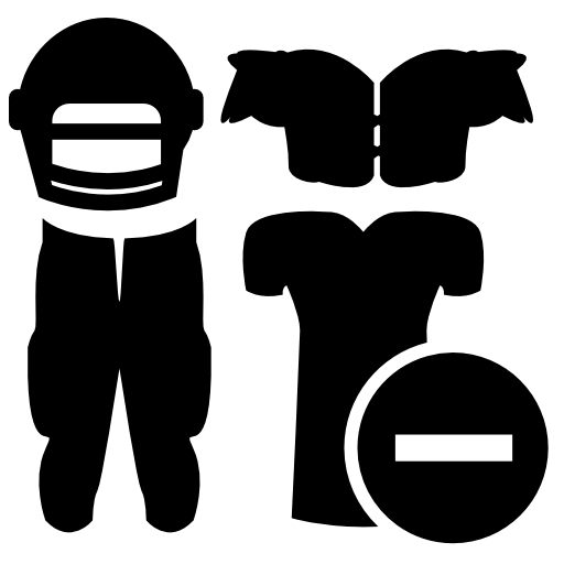 Rugby player clothes equipment with a minus symbol