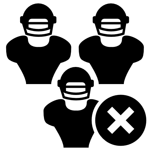 Rugby players in full gear with cross mark