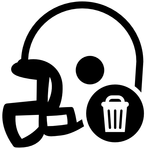 Helmet of rugby with a recycle bin button