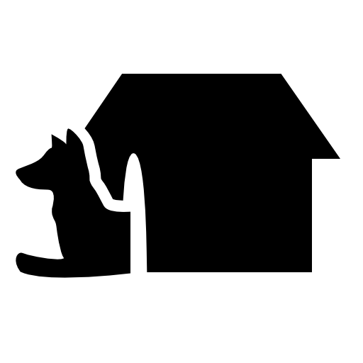 Dog in his house
