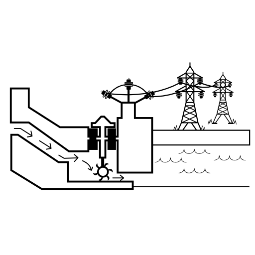 Hydro power with power lines