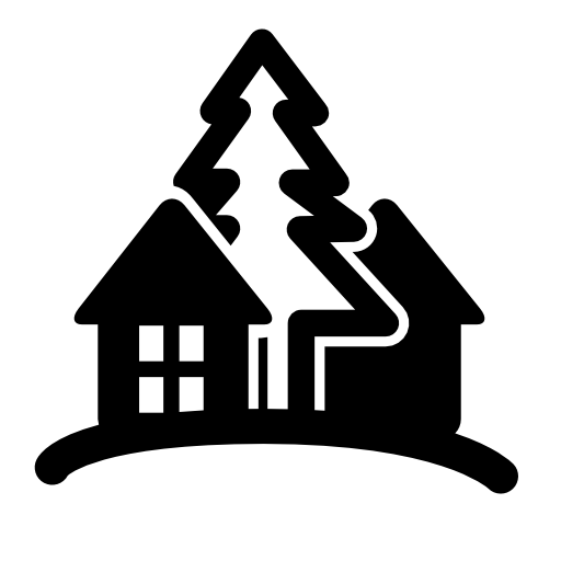 Rural hotel cottage on a hill with trees
