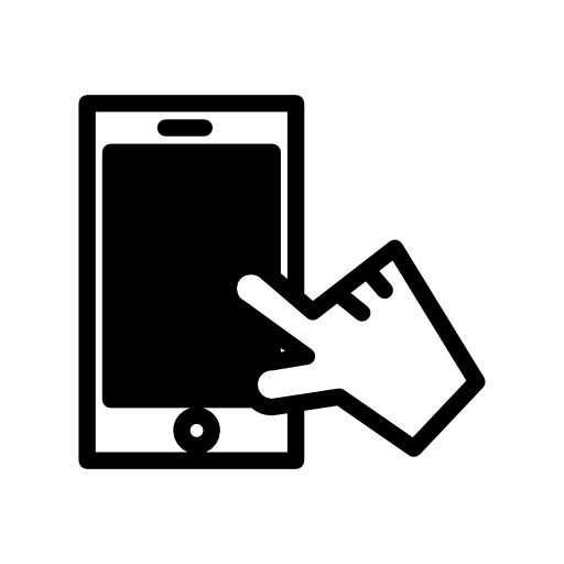 Hand touching a cellphone's screen