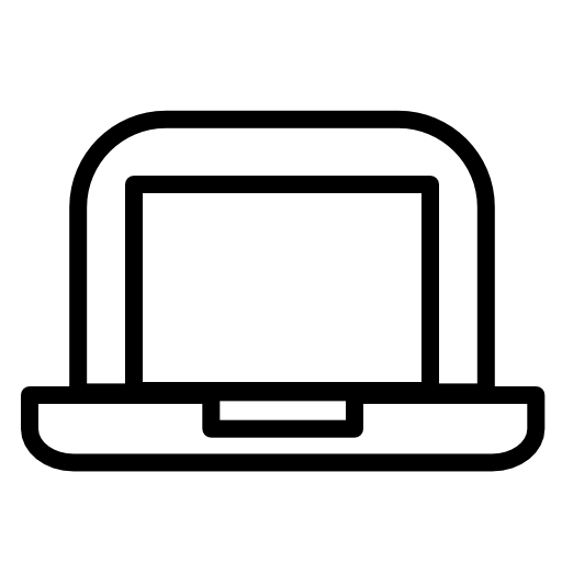 Open laptop with white screen outline