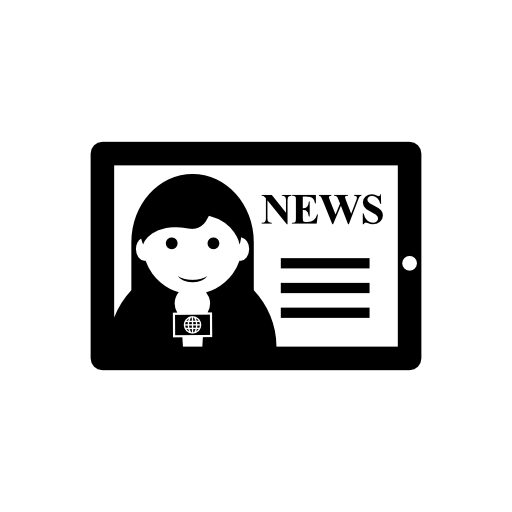 News with female journalist on a tablet screen
