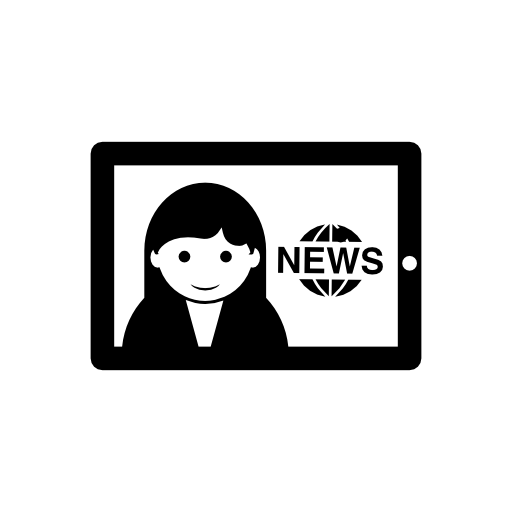 Journalist woman with news by tablet