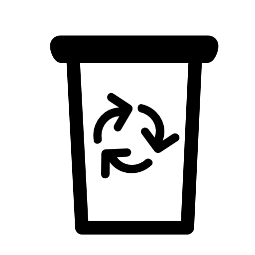Garbage can with recycling symbol