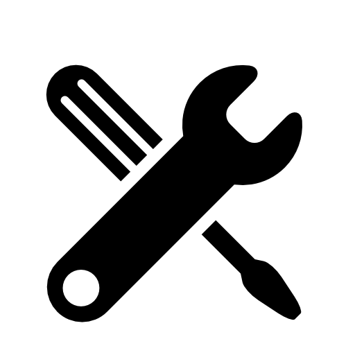 Wrench and screwdriver in a crisscross position