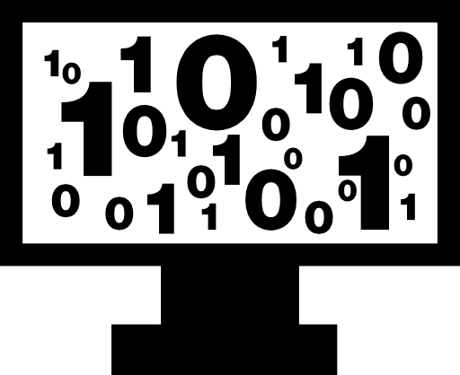 Binary code numbers on monitor screen