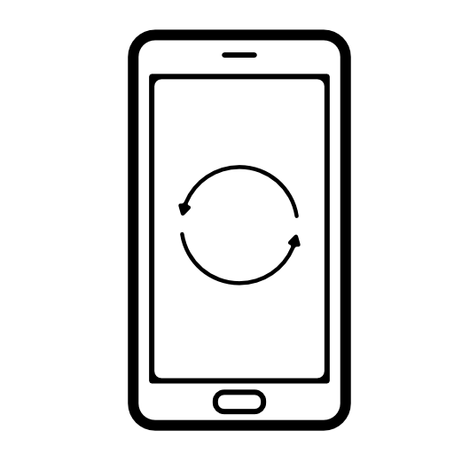 Mobile phone screen with two arrows in circle