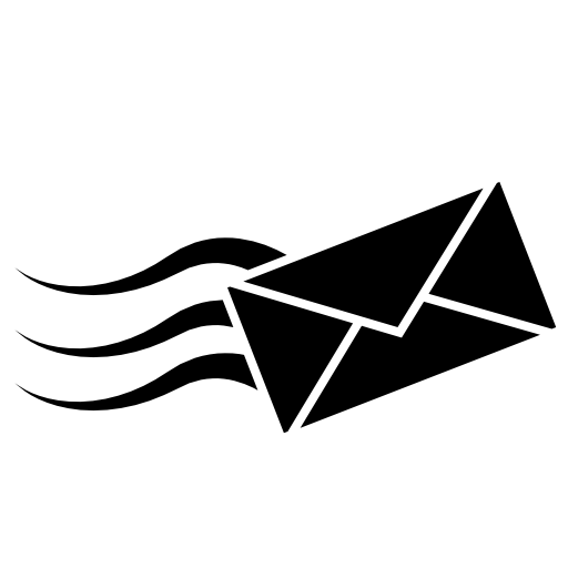 Envelope black rotated shape with three tails