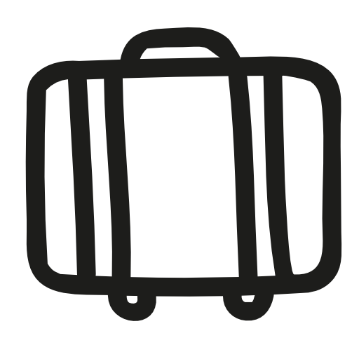 Baggage suitcase hand drawn outline from side view