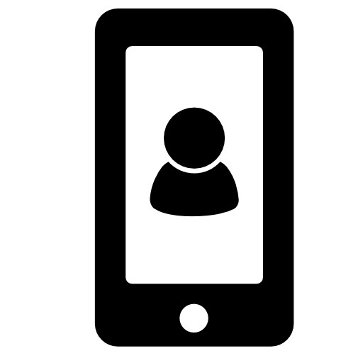 User or contact symbol on cellphone screen