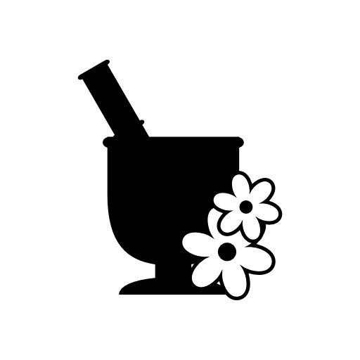 Mortar with flowers