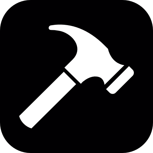 Hammer on square background