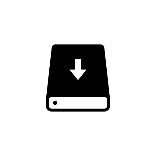 Hard drive with an arrow pointing down