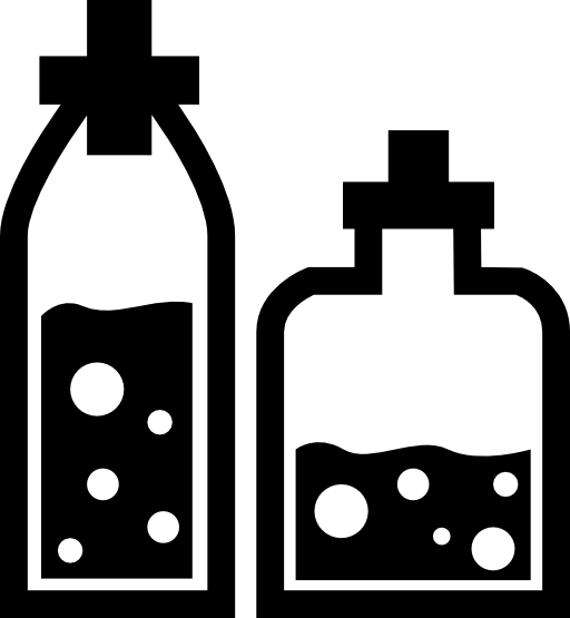 Two glass bottles with liquid