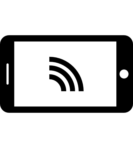 Smartphone with wifi connection and symbol on screen in horizontal position