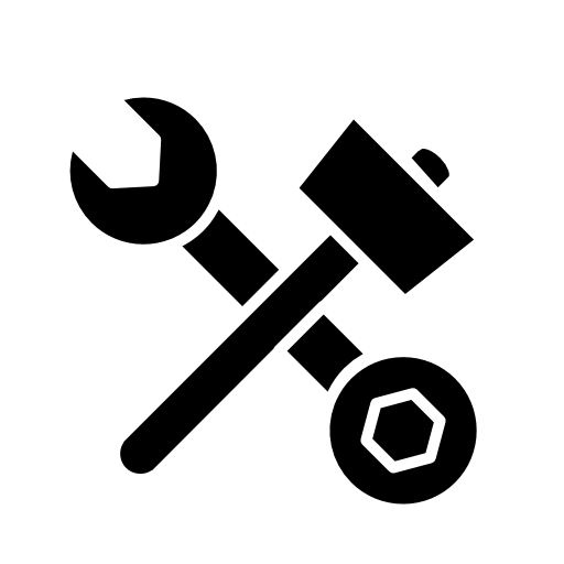 Hammer and double side wrench in cross
